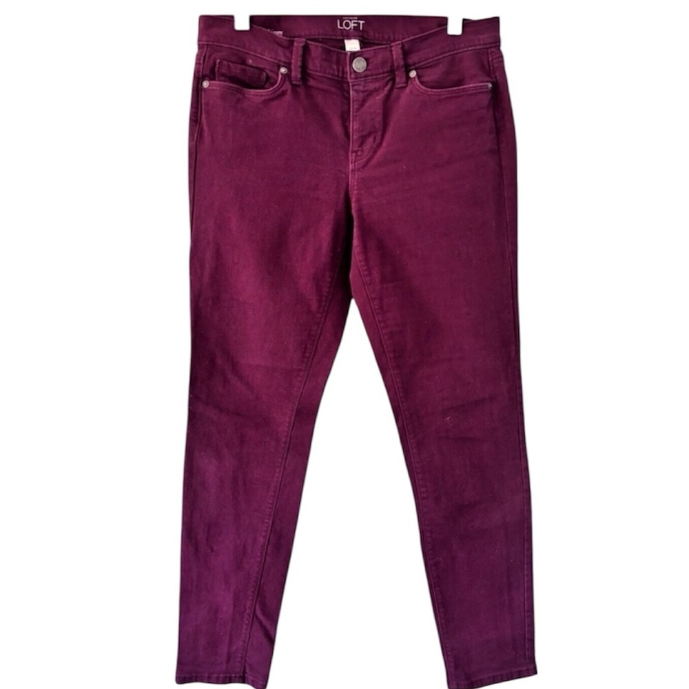 Loft modern skinny Burgundy Jeans size 12 - Picture 2 of 8